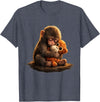 CONLEE Cute Baby Monkey Punch Viral Zoo Japan Design T-Shirt - Heather Blue