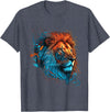 Teexpression Roaring Colors - Lion Graphic Design with a Vibrant Twist T-Shirt Small - Heather Blue
