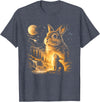 Bunny Howling to the Moon Vintage 90s Animal Easter Day T-Shirt in Heather Blue