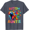 Colorful Rainbow Family Bear Autism Awareness Autism Auntie Colorful Rainbow Auntie Bear Autism Awareness T-Shirt - Heather Blue