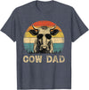 Cow Dad Vintage Retro Fathers Day Funny Gift Vintage Cow Dad Cow Lovers Daddy Father's Day T-Shirt - Heather Blue