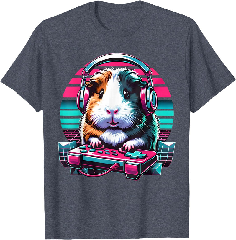 Guinea pig Rodent Game Lover Clothing Co. Guinea Pig Video Game Rodent Lover Animal Guinea Pigs Gamers T-Shirt - Heather Blue