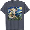 Cow Lover Co. Cow Van Gogh Style Starry Night T-Shirt - Heather Blue