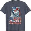 Patriotic Bear Freedom Anniversary Celebration Polar Bear 250 Years of Independence Patriotic America 1776 T-Shirt - Heather Blue