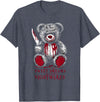 Horror Teddy Bear Horror Movie Scary Creepy Terrifying Teddy Spooky Plush Horror Teddy Bear Scary T-Shirt - Heather Blue