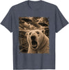 Polar Bear UFO Humor Vintage Evidence Apparel Funny Polar Bear Graphic Alien UFO Vintage Evidence Photo T-Shirt - Heather Blue