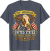 Patriotic 250 Years of Freedom 1776-2026 250 Years America Cow Patriotic USA 4th of July T-Shirt - Heather Blue