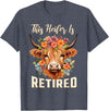 Officially Retired Tee Retirement Gifts for Women This Heifer is Retired Floral Highland Cow Funny Retirement T-Shirt -