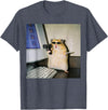 Funny Hamster Meme Cyber Hamster Meme Smoking Humor Computer T-Shirt - Heather Blue