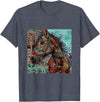 Equestrian Graphic Apparel Gift Co Horse Tribal Abstract Native American Art Design T-Shirt - Heather Blue
