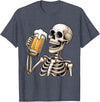 Halloween Skull Skeleton Drinking Beer Funny Kids Skeleton Drinking Beer Halloween Spooky Season Mens Womens T-Shirt -