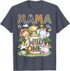Safari Jungle Animals Bday Boy Matching Mama of The Wild One Safari Jungle Woodland 1st Birthday T-Shirt - Heather Blue