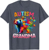 Colorful Rainbow Family Bear Autism Awareness Autism Grandma Colorful Rainbow Grandma Bear Autism T-Shirt - Heather Blue