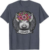 Pig with Flowers Vegan Retro Products Pig with Flowers Vegan Retro – Boho Hippie Cute T-Shirt - Heather Blue