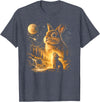 Vintage Howling Bunny to the Moon Retro 90s Funny Rabbit T-Shirt in Heather Blue