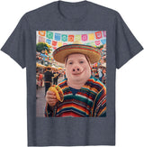 Pig John Pork Mexico Meme John Pork Funny Pig Man Mexican Fiesta Cinco de Mayo Taco T-Shirt - Heather Blue
