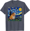 Guinea Pig Lover Co. Guinea Pig Van Gogh Style Starry Night Graphic T-Shirt - Heather Blue