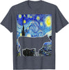 Funny Cow Van Gogh Famous Painting Cow Starry Night Van Gogh Funny Cow Farmer T-Shirt - Heather Blue