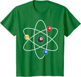 Cool Billiard Design For Men Women Atom Cue Ball Sport Game T-Shirt - Kelly Green