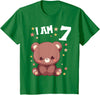 7 years old 7th birthday Bear Kids 7 Years old 7 birthday Bears Boy Girl Bear T-Shirt - Kelly Green