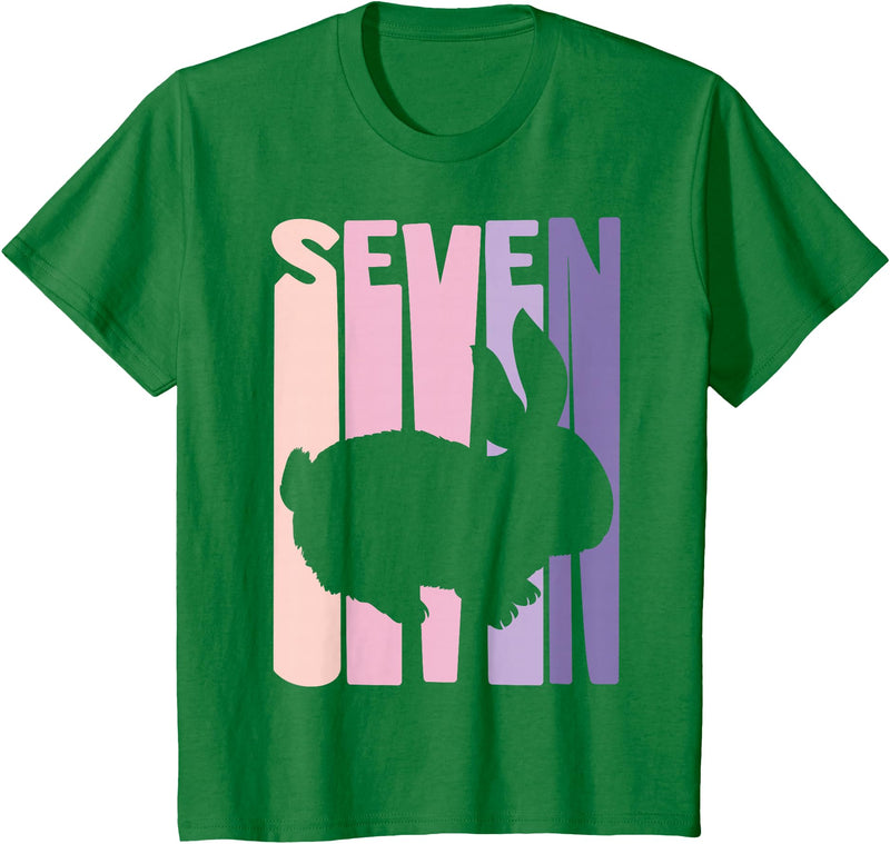 7th Birthday Gift Bunny Rabbit Fan 7 Years Old Girl T-Shirt in Kelly Green