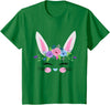Girls Easter Bunny Flower Crown for Baby and Toddler Cute T-Shirt in Kelly Green