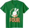 4th Birthday Girl Bunny 4 Years Rabbit Birthday T-Shirt in Kelly Green