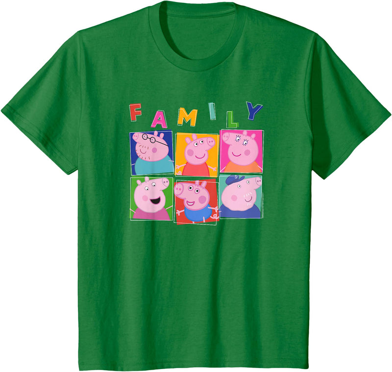 Peppa Pig Family Portrait Panels T-Shirt - Kelly Green