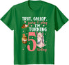 Five Year Old Horse Girl Fifth Birthday Horses 5th Horse Birthday Party 5 Year Old Horse Birthday T-Shirt - Kelly Green