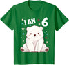 6 years old 6th birthday Polar Bear 6 Years old 6 birthday Polar Bears Boy girl Polar Bear T-Shirt - Kelly Green