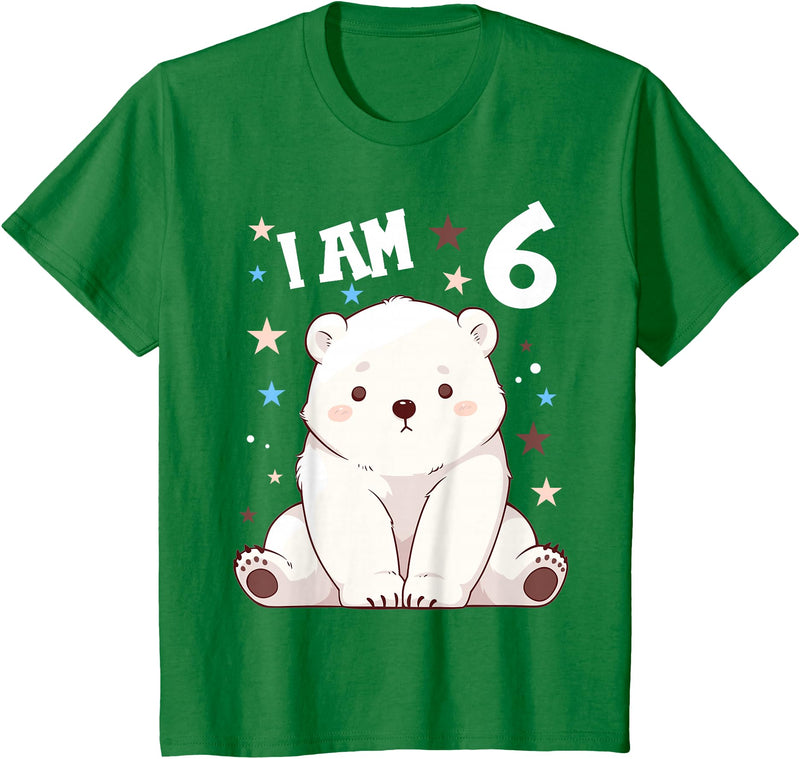 6 years old 6th birthday Polar Bear 6 Years old 6 birthday Polar Bears Boy girl Polar Bear T-Shirt - Kelly Green