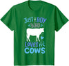 Kids Cow Just A Boy Who Loves Cows Gift for Cow Lovers T-Shirt - Kelly Green