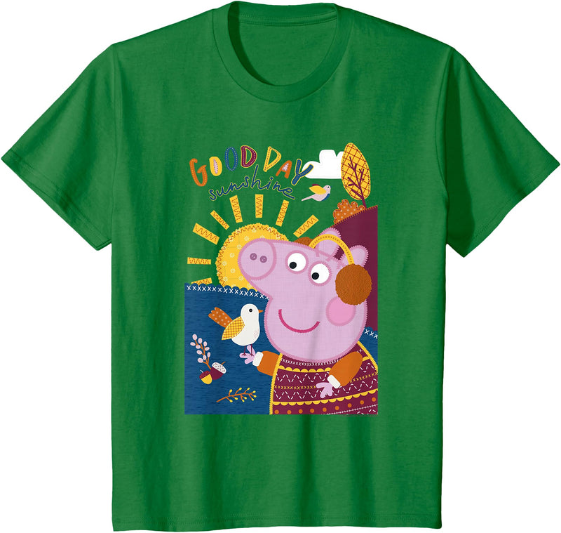 Peppa Pig Good Day Sunshine Colorful Nature Portrait T-Shirt - Kelly Green