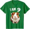 9 years old 9th birthday Guinea Pig 9 Years old 9 birthday Guinea Pigs Boy Girl Guinea Pig T-Shirt - Kelly Green