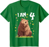 4 years old 4th birthday Bear Kids 4 Years old 4 birthday Bears Boy Girl Bear T-Shirt - Kelly Green