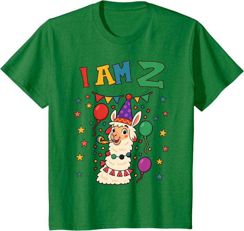 2 years old 2th birthday Llamas Llama Alpaca Shop 2 Years Old 2 Birthday Llamas Alpaca Boy Girl Llama T-Shirt - Kelly Green