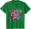 Birthday Gifts For Girls By Raleigh 9th Birthday Shirt For Girls Koala Bear 9 Years Old T-Shirt - Kelly Green