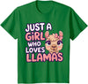 Kids Llama Shirts Girl Llama Kids T-Shirt - Kelly Green