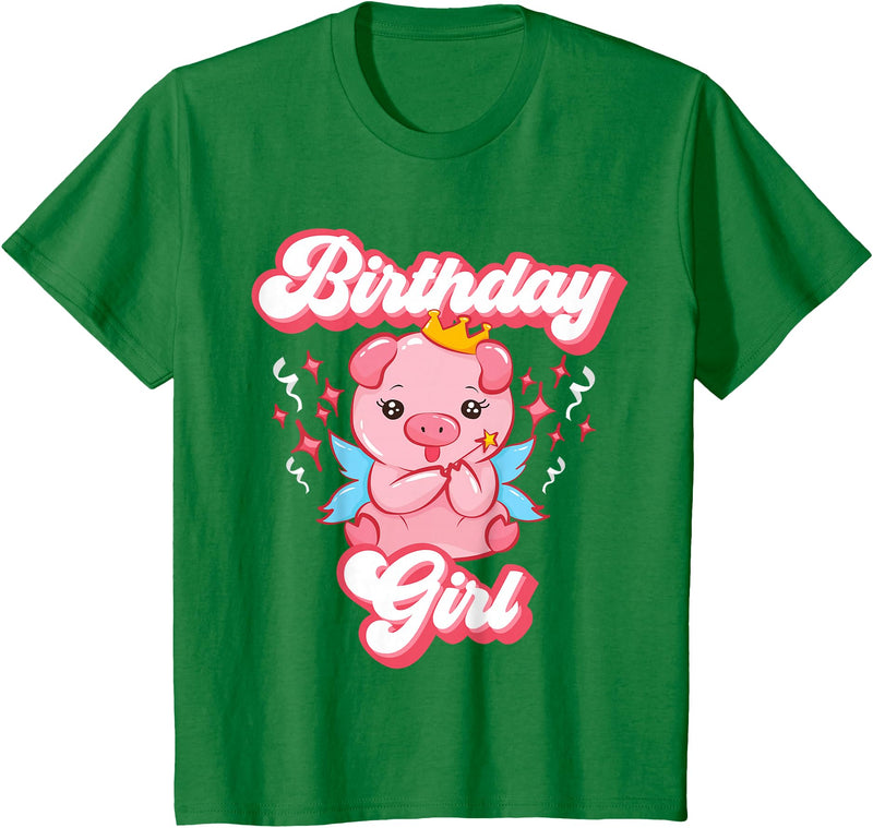 Pig Piggy Piglet Birthday Shirts and Gifts Pig Birthday Party Cute Girl Piggy Piglet Girls Gift T-Shirt - Kelly Green