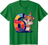 6th Birthday Hamster Kids T-Shirt - Kelly Green