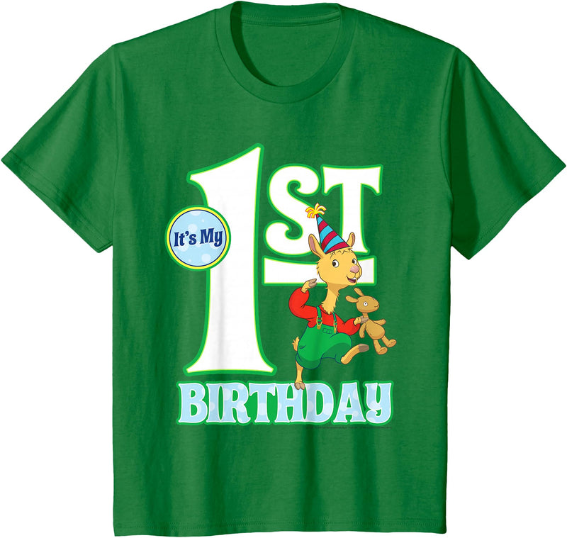 Children's My First Birthday Official Llama Llama Tee Shirt T-Shirt - Kelly Green