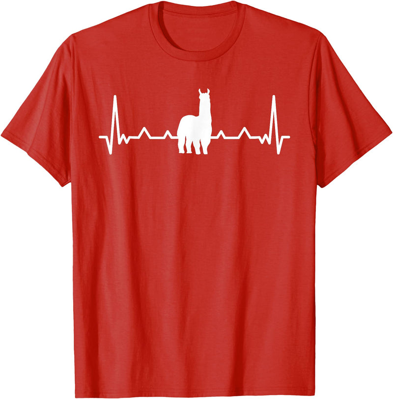 LLama Gifts & Accessories Llama Heartbeat Alpaca Llama Lover T-Shirt - Red