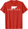 Farm and Holstein Cow for Men and Cattle Clothing Heartbeat Pulse ECG - Holstein Rancher For Cattle Farmer T-Shirt - Red