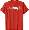 BoredKoalas Farming Farm Shirts Farmer Gifts Pig Heartbeat Pulse Farm Animal Farming Life Farmer Gift T-Shirt - Red