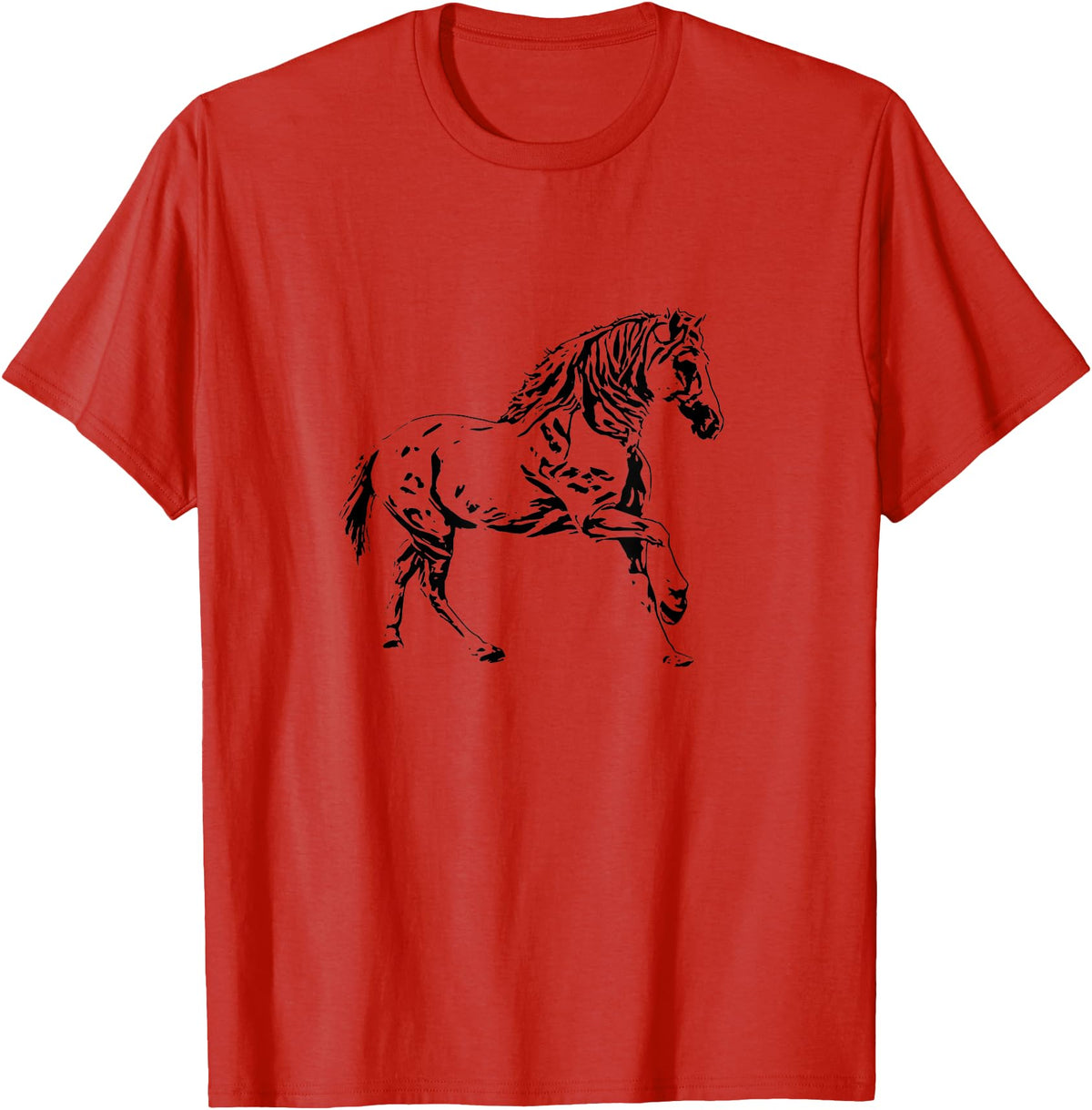 Horses Girls Women Gift + Kids Men Boys Horse Motif T-Shirt - Red