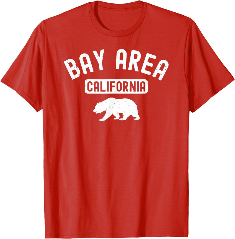 Cali Retro Tees Bay Area San Francisco Oakland Berkeley California 510 Bear T-Shirt - Red