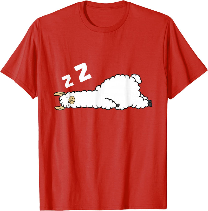 Sleeping Animals Tees And Gifts Llama Sleeping Tired Llama Pajama Love Llamas T-Shirt - Red