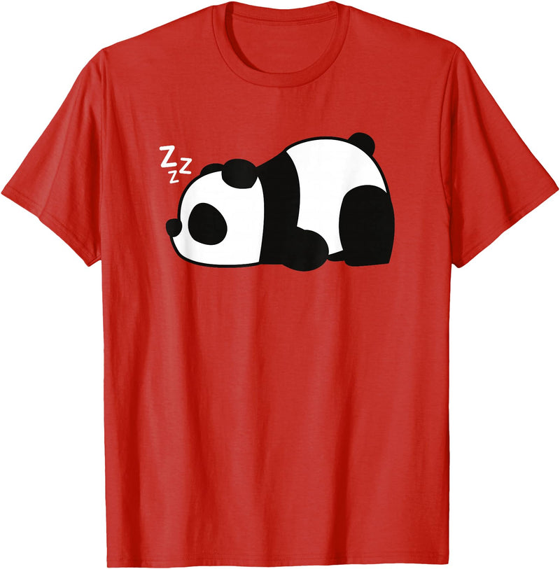 Panda Bear Inc. Funny Lazy Panda Bear Sleeping Grumpy Cute Animal Meme T-Shirt - Red