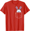 Bunny in Pocket Rabbit Lover Gifts for Women Men Kids T-Shirt in Red
