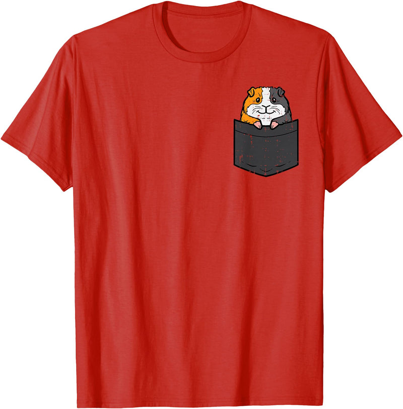 Guinea Pig Shirts For Men Women Kids Gift Guinea Pig Pocket Funny Cavy Rodent Animal Men Women Kids T-Shirt - Red